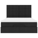 Ottoman Bed with Mattress Black Queen Fabric