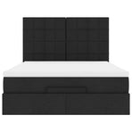 Ottoman Bed with Mattress Black Queen Fabric