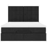 Ottoman Bed with Mattress Black Queen Fabric - Close-Up Angle