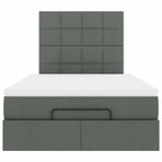 Ottoman Bed with Mattress Dark Grey King Single Fabric