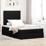 Ottoman Bed with Mattress Black King Single Fabric - Side View