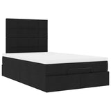 Ottoman Bed with Mattress Black King Single Fabric - Rear View