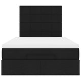 Ottoman Bed with Mattress Black King Single Fabric - Close-Up Angle