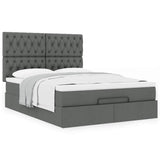 Ottoman Bed with Mattress Dark Grey Double Fabric - Top-Down View