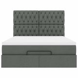 Ottoman Bed with Mattress Dark Grey Double Fabric