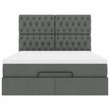 Ottoman Bed with Mattress Dark Grey Double Fabric - Close-Up Angle