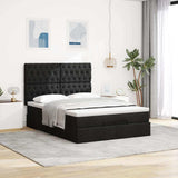 Ottoman Bed with Mattress Black Double Fabric - Side View
