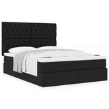 Ottoman Bed with Mattress Black Double Fabric - Top-Down View