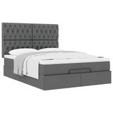 Ottoman Bed with Mattress Dark Grey Queen Fabric - 45-Degree Angle