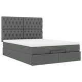 Ottoman Bed with Mattress Dark Grey Queen Fabric - Rear View