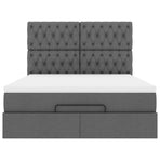 Ottoman Bed with Mattress Dark Grey Queen Fabric