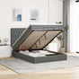 Ottoman Bed with Mattress Dark Grey Queen Fabric