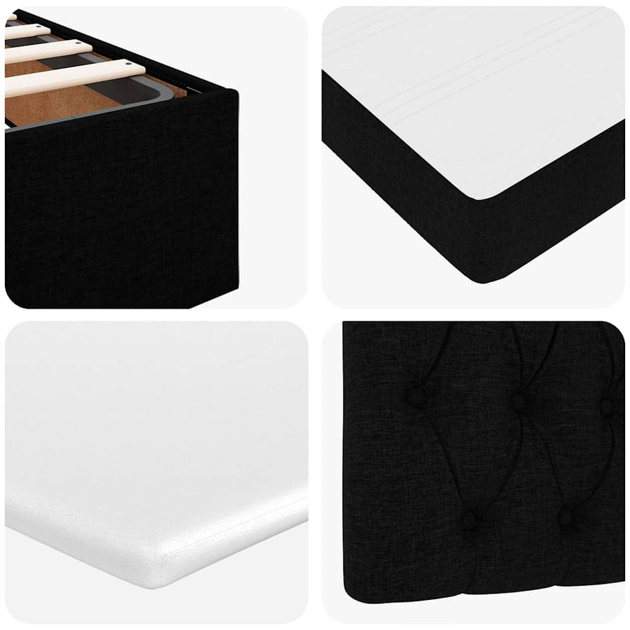 Ottoman Bed with Mattress Black Queen Fabric