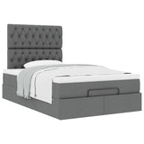 Ottoman Bed with Mattress Dark Grey King Single Fabric - 45-Degree Angle