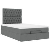 Ottoman Bed with Mattress Dark Grey King Single Fabric - Rear View