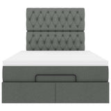 Ottoman Bed with Mattress Dark Grey King Single Fabric