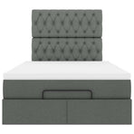 Ottoman Bed with Mattress Dark Grey King Single Fabric