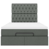 Ottoman Bed with Mattress Dark Grey King Single Fabric - Close-Up Angle