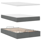 Ottoman Bed with Mattress Dark Grey King Single Fabric - Low Angle