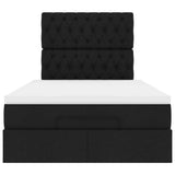 Ottoman Bed with Mattress Black King Single Fabric