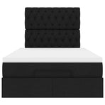 Ottoman Bed with Mattress Black King Single Fabric