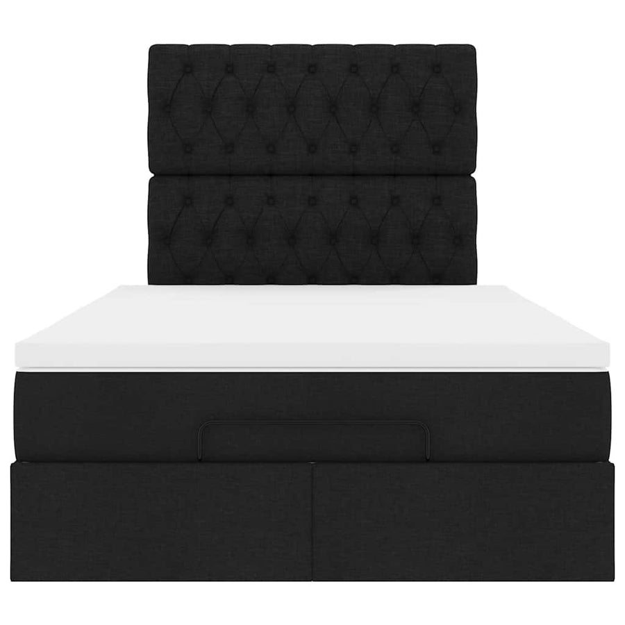 Ottoman Bed with Mattress Black King Single Fabric
