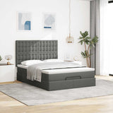 Ottoman Bed with Mattress Dark Grey Double Fabric - Side View