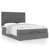 Ottoman Bed with Mattress Dark Grey Double Fabric - Top-Down View