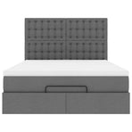 Ottoman Bed with Mattress Dark Grey Double Fabric