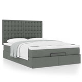 Ottoman Bed with Mattress Dark Grey Queen Fabric - Top-Down View
