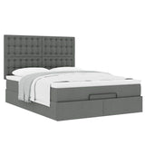 Ottoman Bed with Mattress Dark Grey Queen Fabric - 45-Degree Angle