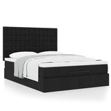 Ottoman Bed with Mattress Black Queen Fabric - Top-Down View