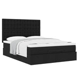Ottoman Bed with Mattress Black Queen Fabric - 45-Degree Angle