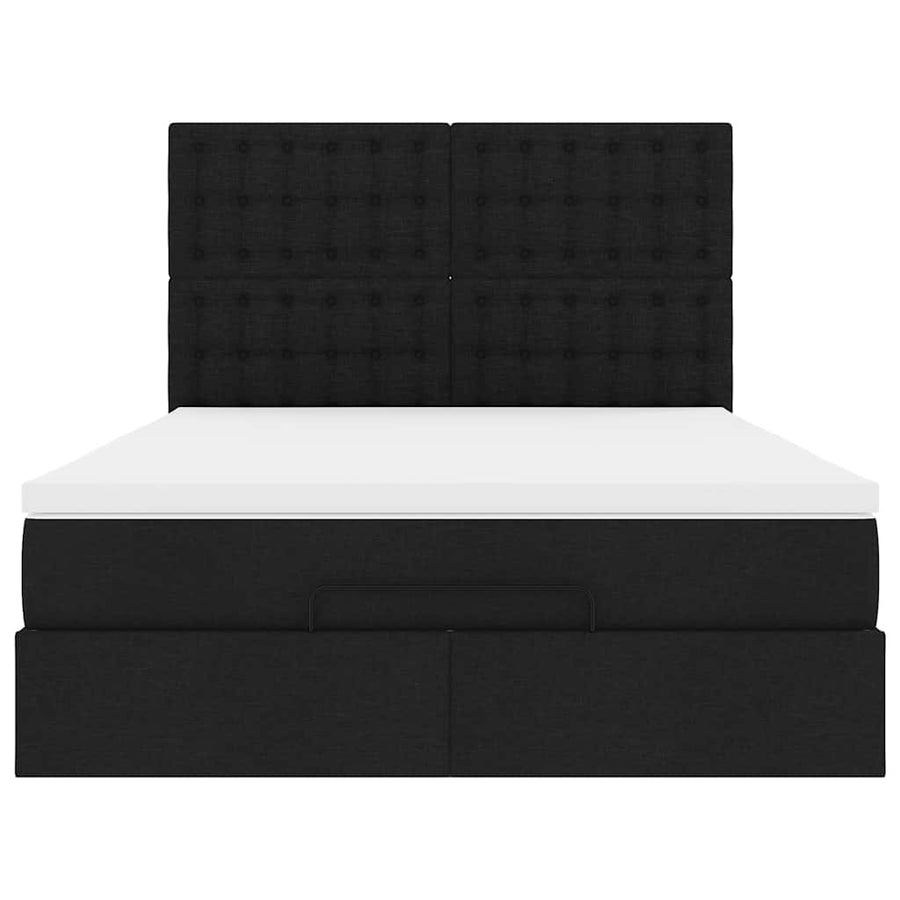 Ottoman Bed with Mattress Black Queen Fabric