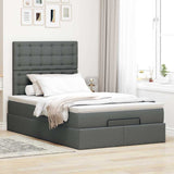 Ottoman Bed with Mattress Dark Grey King Single Fabric - Side View
