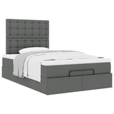 Ottoman Bed with Mattress Dark Grey King Single Fabric - 45-Degree Angle