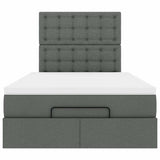 Ottoman Bed with Mattress Dark Grey King Single Fabric