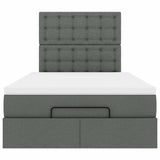 Ottoman Bed with Mattress Dark Grey King Single Fabric - Close-Up Angle