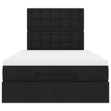 Ottoman Bed with Mattress Black King Single Fabric - Close-Up Angle