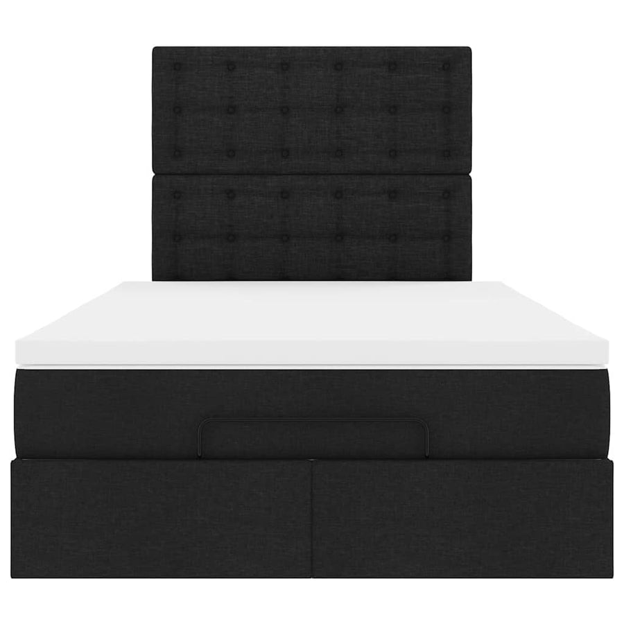 Ottoman Bed with Mattress Black King Single Fabric