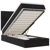 Ottoman Bed with Mattresses Black Double Velvet - Front View