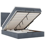 Ottoman Bed with Mattresses Dark Grey Queen Velvet