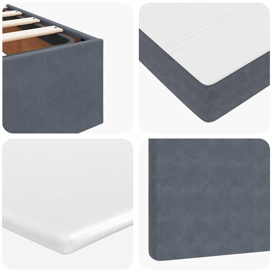 Ottoman Bed with Mattresses Dark Grey Queen Velvet