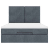 Ottoman Bed with Mattresses Dark Grey Queen Velvet - Close-Up Angle