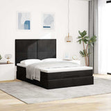Ottoman Bed with Mattresses Black Queen Velvet - Side View