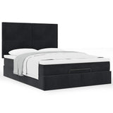 Ottoman Bed with Mattresses Black Queen Velvet - Top-Down View
