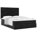 Ottoman Bed with Mattresses Black Queen Velvet - 45-Degree Angle