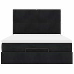Ottoman Bed with Mattresses Black Queen Velvet