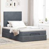 Ottoman Bed with Mattresses Dark Grey King Single Velvet - Side View
