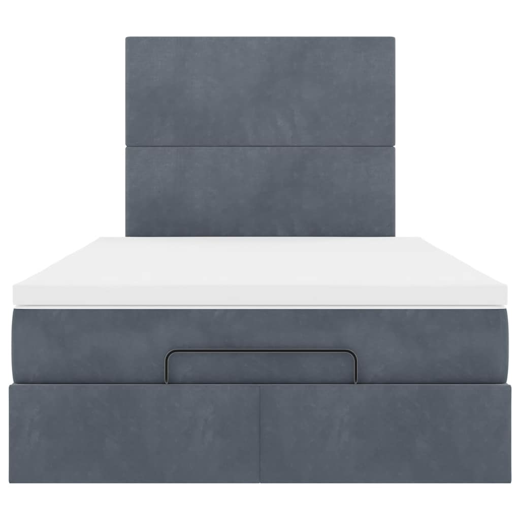 Ottoman Bed with Mattresses Dark Grey King Single Velvet